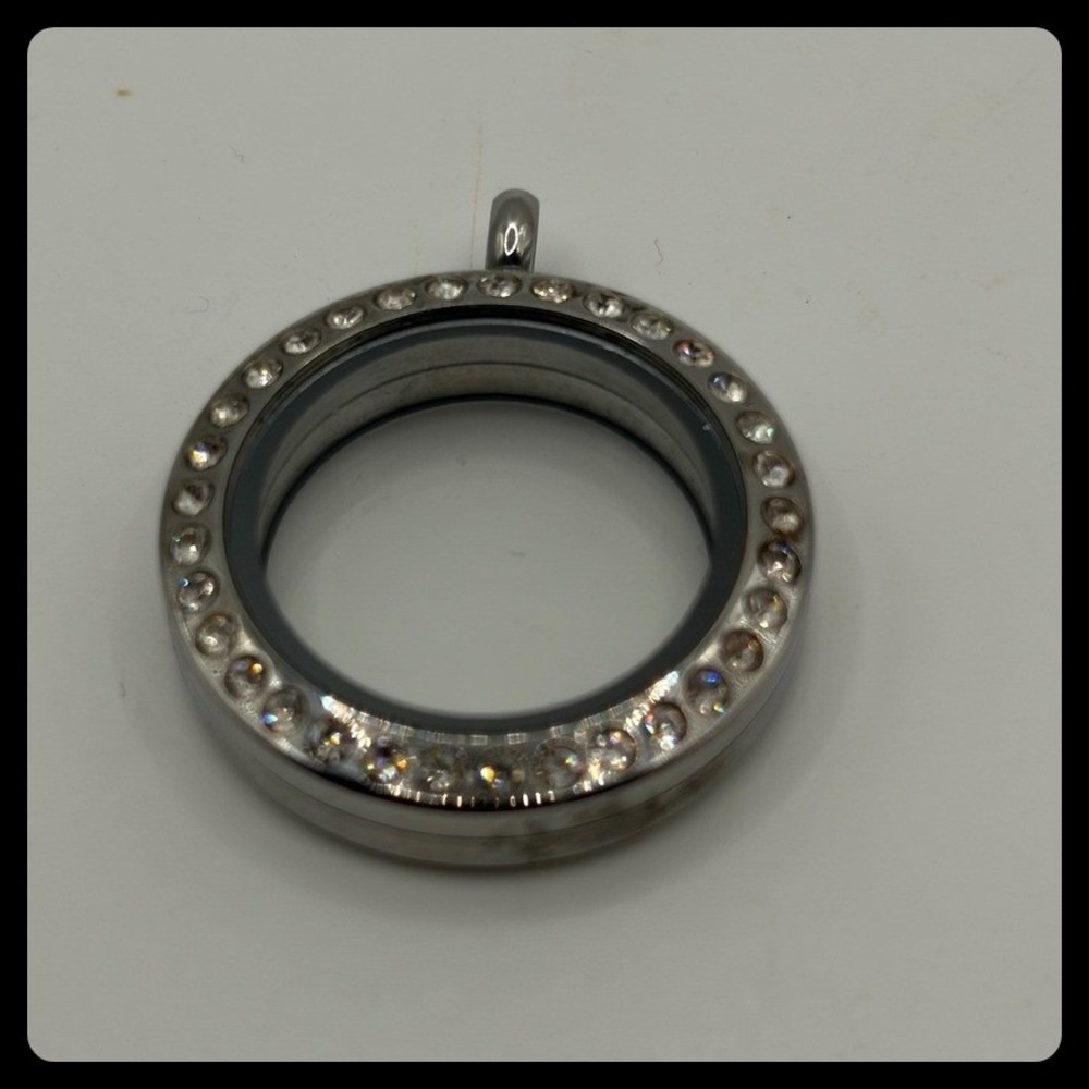 Origami Owl Floating Locket Pendant Silver Crystal Jewelry 25mm